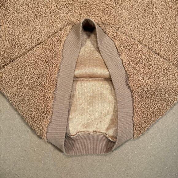 Teddy Bear Fleece Hoodie Lush Women’s Tan Fuzzy Cozy Pullover W/ Pocket Sz M - Picture 6 of 8